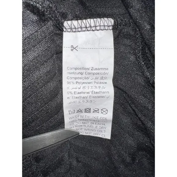 Shein Skirt Womens Medium Black Ribbed Knit Stretch Pull On Midi Pencil - Picture 4 of 6